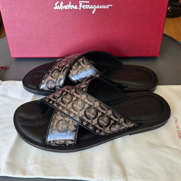 Salvatore Ferragamo All Over Gancio Gancini Slides Sandals - Picture 4 of 9